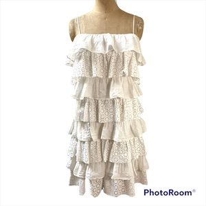 Matty M off white tier eyelet shift dress Size S